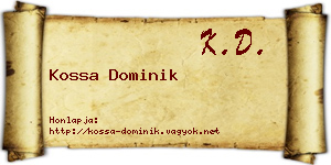 Kossa Dominik névjegykártya